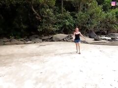 Sex on the Deserted Beach !! Gf Brazilian Teenage Sucked Cock and taken Cum in the Face - Girlfriend