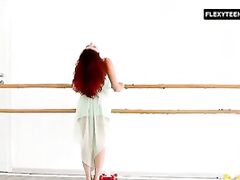 Redhead Zlata doing standing bridges