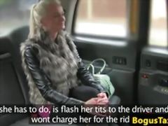 Finnish taxi babe fucks cock between bigtits