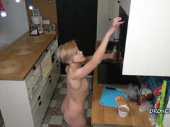 Hot Czech Nudist Chick Naked in the Kitchen